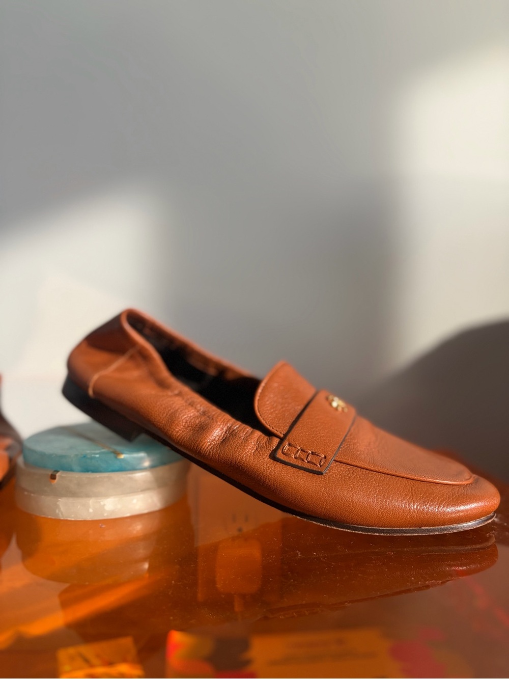 Tory Burch Brown Leather Loafers sz 38
